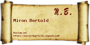 Miron Bertold névjegykártya